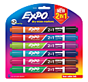 EXPO® 2-in-1 Dry-Erase Markers, Chisel Tip, Assorted Ink Colors, Pack Of 6