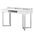 Monarch Specialties 48"W Computer Desk With Shelves, White/Silver 1 thumbnail image