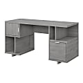 kathy ireland® Home by Bush Furniture Madison Avenue 60"W Computer Desk With Drawer/Storage Shelves/Door, Modern Gray, Standard Delivery