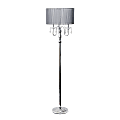 Elegant Designs Sheer Shade Floor Lamp, 61-1/2"H, Chrome/Gray