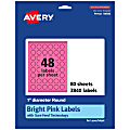 Avery® Print-To-The-Edge Labels With Sure Feed® Technology And Easy Peel® Label Feature, 94500-BPP80, Round, 1", Matte Bright Pink, Pack of 3840 1 thumbnail image