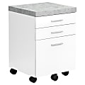 Monarch Specialties 17-3/4"D Vertical 3-Drawer File Cabinet, White/Cement-Look