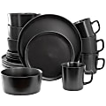 Elama Luxmatte 16-Piece Dinnerware Set, Black 1 thumbnail image