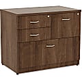Lorell® Essentials 35-1/2"W x 22"D Lateral 4-Drawer Combo File Cabinet, Walnut