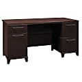Bush Business Furniture Enterprise 60"W Office Computer Desk With 2 Pedestals, Mocha Cherry, Standard Delivery