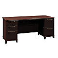 Bush Business Furniture Enterprise Office Desk With 2 Pedestals, 72"W, Mocha Cherry, Standard Delivery
