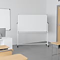 Flash Furniture HERCULES Series Double-Sided Mobile White Board With Pen Tray, 64-3/4"H x 64-1/4"W x 20"D, White, Gray Frame