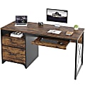 Bestier 56"W Office Computer Desk With Storage File Drawers And Keyboard Tray, Rustic Brown 1 thumbnail image