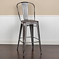 Flash Furniture Commercial-Grade 30" High-Back Metal Bar Stools, Set Of 4 Bar Stools, Silver 1 thumbnail image