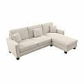Bush® Furniture Stockton 102"W Sectional Couch With Reversible Chaise Lounge, Cream Herringbone, Standard Delivery