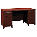 Bush Business Furniture Enterprise Office Desk With 2 Pedestals, 60"W, Harvest Cherry, Premium Installation