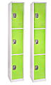 Alpine Large 3-Tier Steel Lockers, 72”H x 12”W x 12”D, Green, Pack Of 2 Lockers