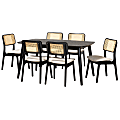 Baxton Studio Dannon 7-Piece Dining Set, 29-1/2”H x 59-1/8”W x 35-7/16”D, Cream/Black/Light Brown