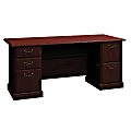 Bush Business Furniture Syndicate Office Desk With 2 Pedestals, 72"W, Harvest Cherry, Premium Installation