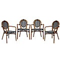 Flash Furniture 4 Pack Lourdes Indoor/Outdoor Commercial Thonet Bistro Stacking Chair with Arms, Black & White/Natural Frame -4SDA6422ABWNAT 1 thumbnail image
