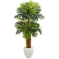 Nearly Natural Triple Areca Palm 66”H Artificial Tree With Planter, 66”H x 34”W x 30”D, Green/White