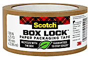 Scotch Box Lock Paper Packaging Tape, Permanent, 1.88 in x 25 yd