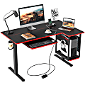 Bestier 58"W Electric Adjustable-Height Standing Desk With Keyboard Tray And CPU Host Shelf, Carbon Fiber Black 1 thumbnail image