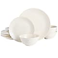 Gibson Elite Ramapo 12-Piece Stoneware Dinnerware Set, White Speckle 1 thumbnail image