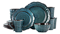 Elama 16-Piece Stoneware Dinnerware Set, Lavish Blue 1 thumbnail image