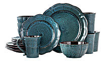 Elama 16-Piece Stoneware Dinnerware Set, Lavish Blue