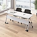 Bush Business Furniture Envision 72"W Training Table with Powered Grommets and 2 Chairs with Arms, White/Cool Gray Metallic, Standard Delivery 1 thumbnail image