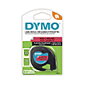DYMO® LetraTag Plastic Label, 1/2" x 13', Black On Red 1 thumbnail image