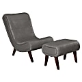 Office Star Hawkins Faux Leather Lounger with Ottoman, Pewter/Brown
