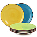 Elama Sebastian Stoneware Dinner Plate Set, Assorted Colors, Set Of 6 Pieces