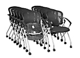 Regency Cadence Mesh Nesting Chairs With Arms, Silver/Black, Pack Of 12 Chairs