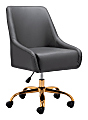 Zuo Modern Madelaine Ergonomic High-Back Office Chair, Gray/Gold