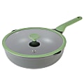 Kenmore Theodore Cast-Aluminum Nonstick Sauté Pan With Lid, 13", Gray/Mint 1 thumbnail image