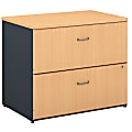 Bush Business Furniture Office Advantage 36"W Lateral 2-Drawer File Cabinet, Beech/Slate, Premium Installation