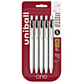 Uni-Ball® One Retractable Gel Pens, Medium Point, 0.7 mm, White Barrel, Black Ink, Pack Of 5 Pens 1 thumbnail image
