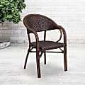 Flash Furniture Milano Rattan Restaurant Patio Chair, Dark Brown Rattan/Red Bamboo 1 thumbnail image
