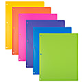 JAM Paper® Heavy-Duty 3-Hole Punched Plastic Presentation Folders, 9-1/2" x 11-1/2", Assorted Fashion, Pack Of 6 Folders