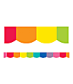 Schoolgirl Style Scalloped Bulletin Board Borders, 3' x 3", Hello Sunshine Rainbow, 13 Strips