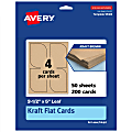 Avery® Print-To-The-Edge Flat Cards, 3-1/2"x5" Leaf, Kraft Brown, Pack Of 200 1 thumbnail image