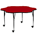 Flash Furniture Mobile Height Adjustable Thermal Laminate Flower Activity Table, 30-3/8”H x 60''W, Red 1 thumbnail image