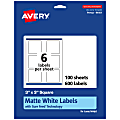 Avery® Permanent Labels With Sure Feed®, 94101-WMP100, Square, 3" x 3", White, Pack Of 600 1 thumbnail image