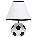 Simple Designs SportsLite Soccer Ball Base Table Lamp, 11-1/2"H, White Shade/Black and White Base