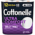 Cottonelle UltraComfort 2-Ply Bath Tissue, 3-7/8" x 4", White, 268 Sheets Per Roll, Pack Of 12 Rolls