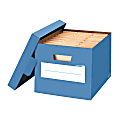 Bankers Box® FastFold™ Stor/File™ 60% Recycled Decorative Storage Boxes, Locking Lift-Off Lid, 10"H x 12"W x 15"D, Cornflower Blue, Pack Of 4 1 thumbnail image
