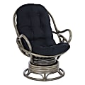 Office Star Tahiti Rattan Swivel Rocker Accent Chair, Black/Gray