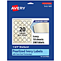 Avery® Pearlized Permanent Labels With Sure Feed®, 94607-PIP10, Starburst, 1-3/4", Ivory, Pack Of 200 Labels