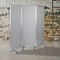 Flash Furniture Double-Sided Mobile Magnetic Whiteboard/Cloth Partition With Lockable Casters, White/Gray
