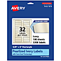 Avery® Pearlized Permanent Labels With Sure Feed®, 94214-PIP100, Rectangle, 5/8" x 3", Ivory, Pack Of 3,200 Labels 1 thumbnail image