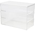 Martha Stewart Brody Plastic Storage Organizer Bins With Lids, 2"H x 3"W x 7-1/2"D, Clear/White, Set Of 3 Bins, BEPB45163WDCLWH 1 thumbnail image