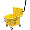 Genuine Joe 35-quart Side Press Mop Bucket & Wringer Combo - 8.75 gal - Caster - 21" x 16" x 14" - Yellow - 18 / Pallet