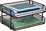 Mind Reader Stackable Desktop Organizer Paper Tray, 7-1/4”H x 10”W x 13-1/2”D, Black, Set Of 2 Trays